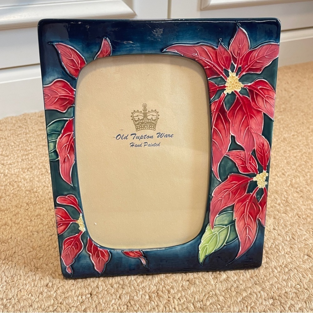 VINTAGE OLD TUPTON WARE UK HANDPAINTED RED FLOWER PHOTO FRAME